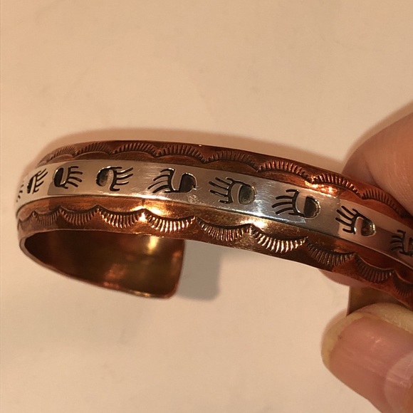 Vintage S.Skeets sterling silver & copper bracelet - Picture 12 of 16